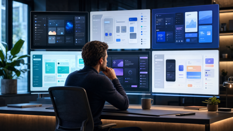 Founder comparing AI app builders across polished app-building dashboards