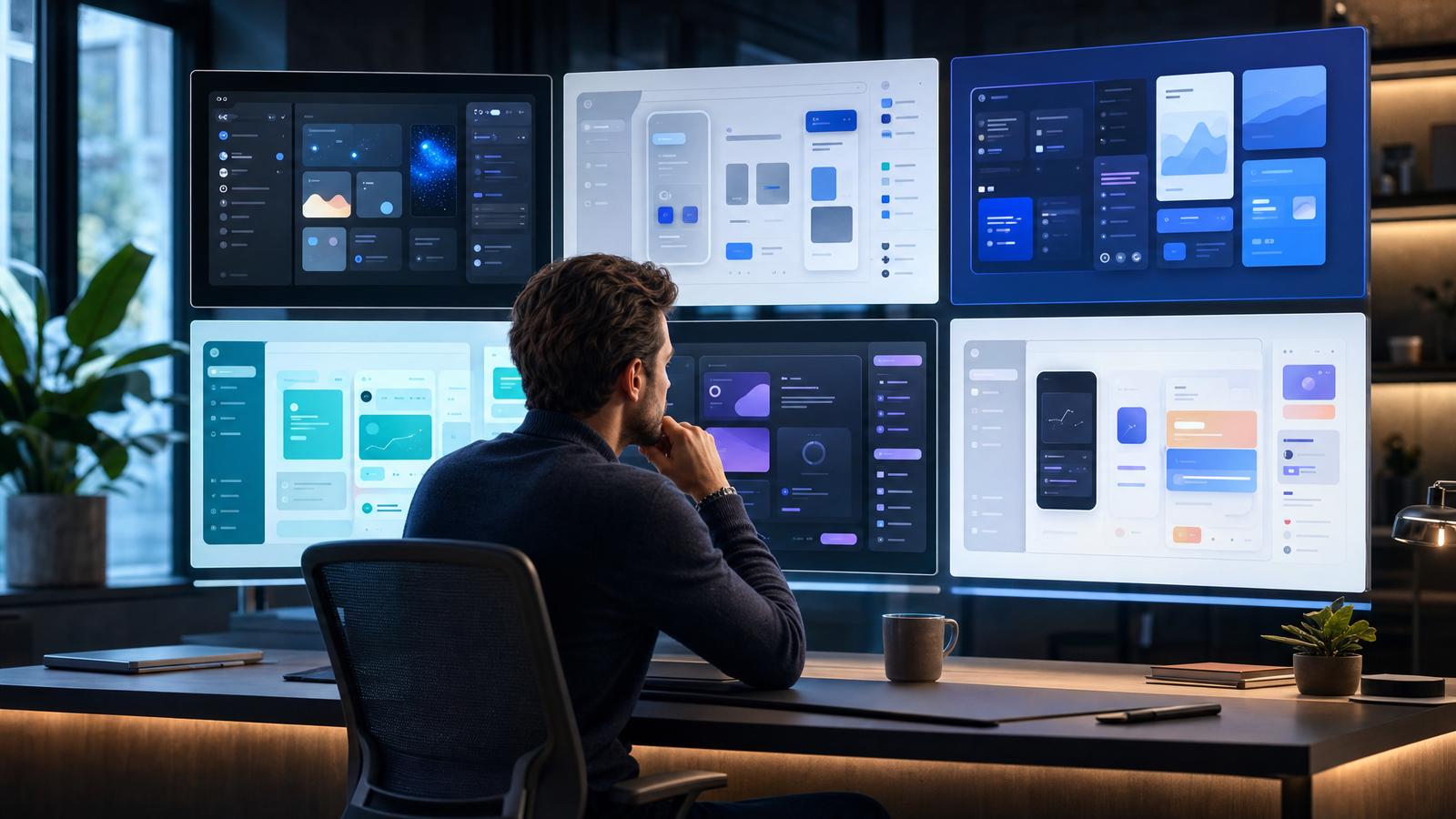 Founder comparing AI app builders across polished app-building dashboards