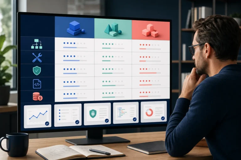 Product owner comparing three AI app builders across workflow, building, security, ownership, and cost